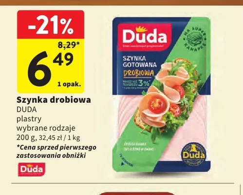 Szynka drobiowa w plastrach Duda promocja w Intermarche