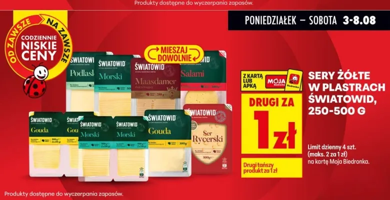 Ser żółty Rycerski w plastrach Światowid promocja w Biedronka