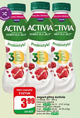 Jogurt pitny Activia promocja w Dino