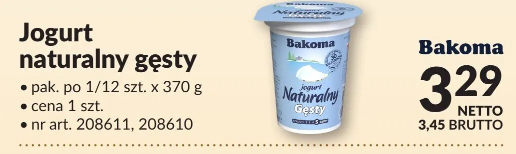 Jogurt naturalny gęsty 370g promocja w Makro