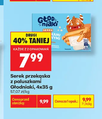 Serek przekąska z paluszkami Głodniaki 4-pak 35 g promocja w Biedronka