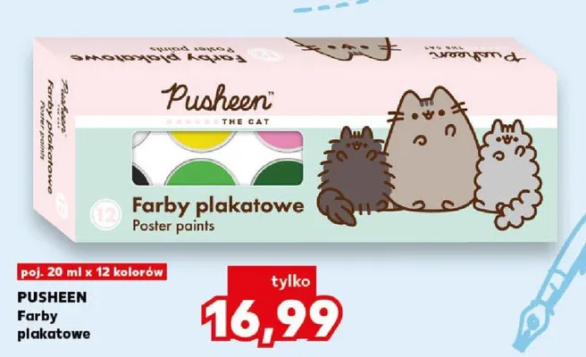 Farby plakatowe Pusheen 12-pak 20 ml promocja w Kaufland