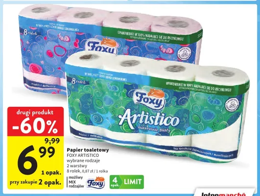 Papier toaletowy Foxy Artistico 8-pak promocja w Intermarche