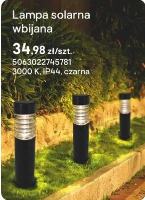 Lampa solarna wbijana czarna promocja w Castorama