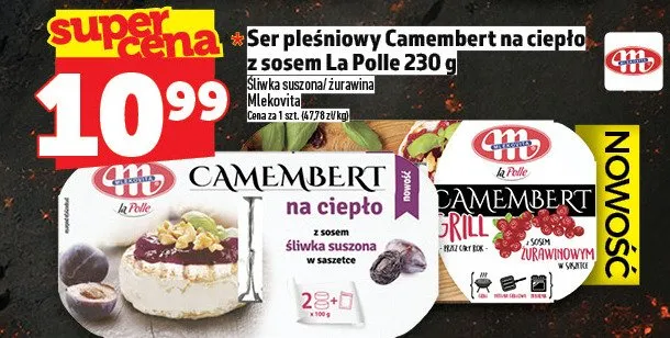 Ser pleśniowy Camembert na ciepło z sosem La Polle śliwka suszona Mlekovita promocja w TOPAZ