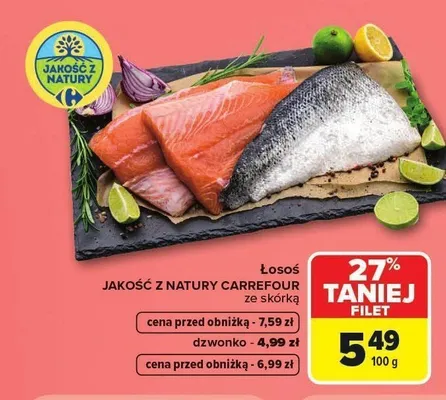 Filet łososia ze skórką Jakość z Natury Carrefour promocja w Carrefour