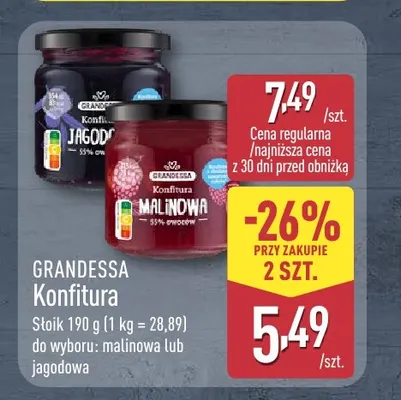 Konfitura jagodowa Grandessa promocja w Aldi