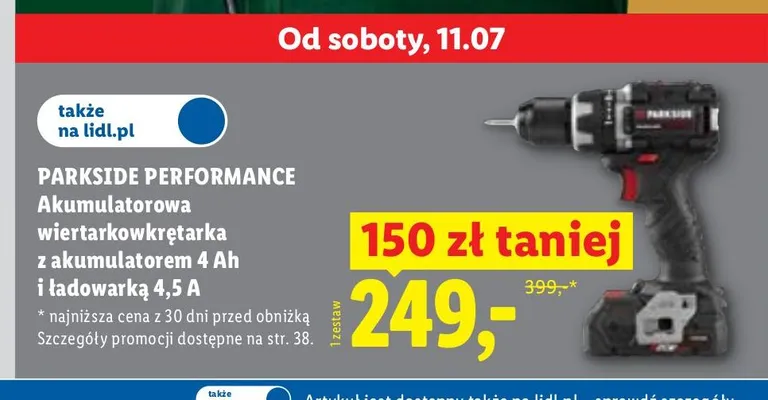 Akumulatorowa wiertarkowkrętarka Parkside Performance promocja w Lidl