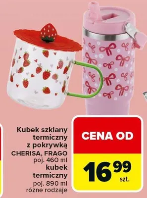 Kubek szklany termiczny z pokrywką promocja w Carrefour Market