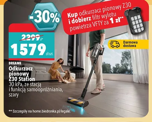 Odkurzacz pionowy Dreame Z30 Station promocja w Biedronka