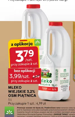 Mleko wiejskie OSM Piątnica 3,2% promocja w Stokrotka