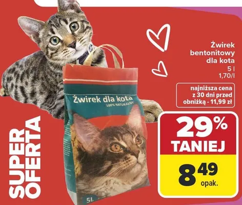Żwirek bentonitowy dla kota 5 l promocja w Carrefour Market