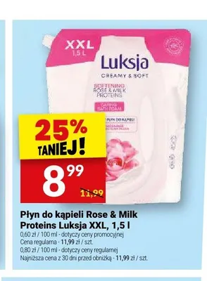 Płyn do kąpieli Rose & Milk Proteins Luksja XXL promocja w Twój Market