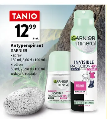 Antyperspirant roll-on Garnier Mineral Invisible Protection 48h promocja w Intermarche