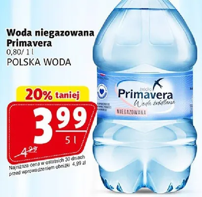 Woda niegazowana Primavera promocja w Prim Market