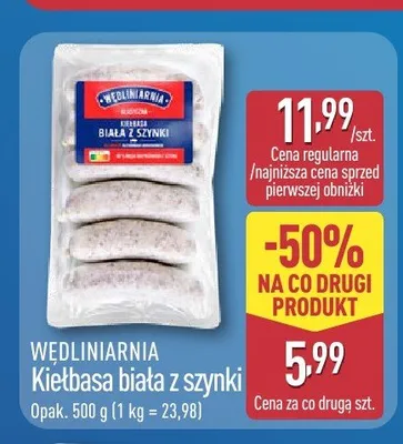 Kiełbasa biała z szynki Wędliniarnia promocja w Aldi