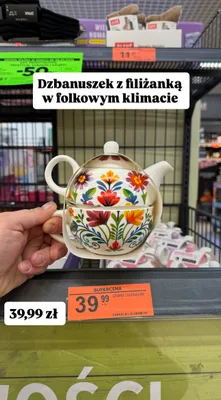 Dzbanek folkowy z filiżanką  promocja w Biedronka