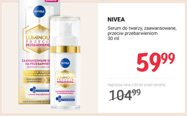 Serum do twarzy zaawansowane przeciw przebarwieniom Nivea promocja w Rossmann
