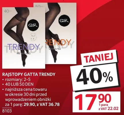 Rajstopy Gatta Trendy rozmiary 2-5 40 lub 50 DEN promocja w Selgros
