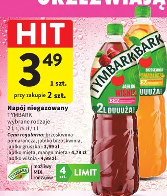 Napój niegazowany Tymbark jabłko mięta promocja w Intermarche