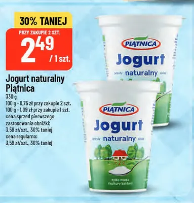 Jogurt naturalny Piątnica promocja w POLOmarket