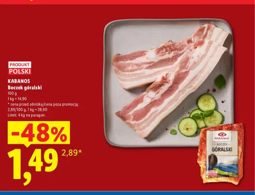 Boczek góralski Kabanos promocja w Lidl