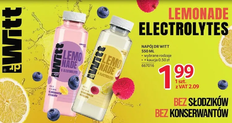 Napój dr witt lemonade electrolytes 550 ml promocja w Selgros