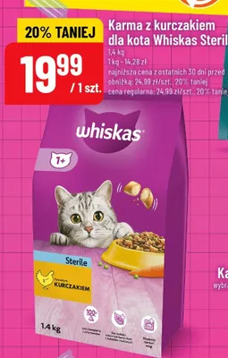 Karma z kurczakiem dla kota Whiskas Sterile promocja w POLOmarket