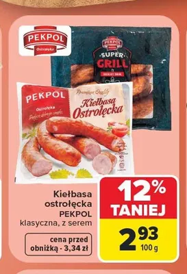 Kiełbasa ostrołęcka klasyczna Pekpol promocja w Carrefour