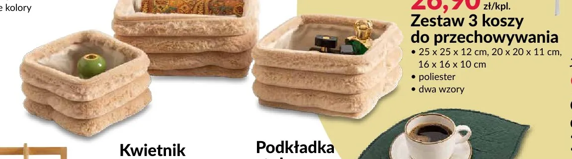 Zestaw 3 koszy do przechowywania promocja w Salony Agata