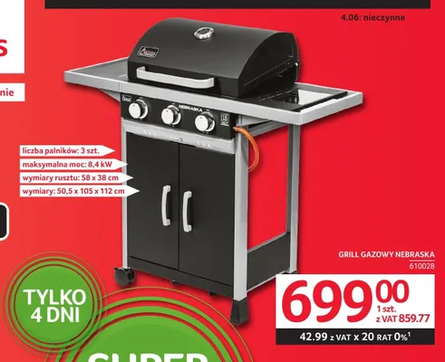 Grill gazowy Nebraska promocja w Selgros