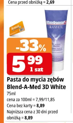 Pasta do mycia zębów Blend-A-Med 3D White promocja w Leclerc