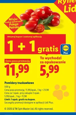 Pomidory truskawkowe promocja w Lidl