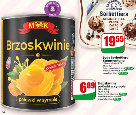 Brzoskwinie połówki w syropie promocja w Dino