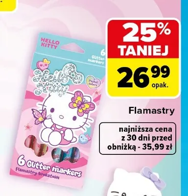 Flamastry brokatowe Hello Kitty Glitter Markers promocja w Carrefour