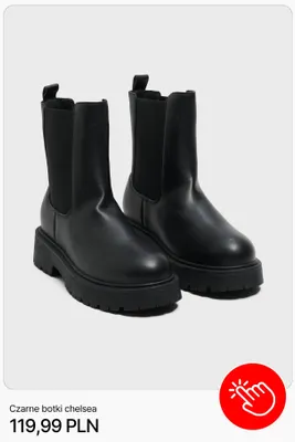 Czarne botki chelsea Cropp promocja w Cropp