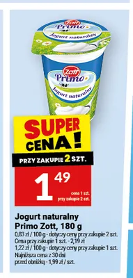 Jogurt naturalny Primo Zott promocja w Twój Market