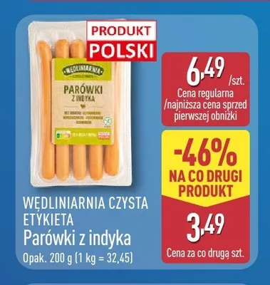Parówki z indyka Wędliniarnia Czysta Etykieta promocja w Aldi