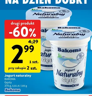 Jogurt naturalny gęsty Bakoma promocja w Intermarche
