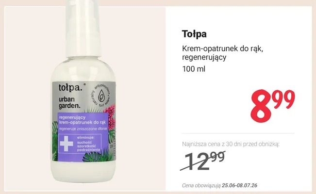 Krem-opatrunek do rąk regenerujący Tołpa urban garden promocja w Rossmann