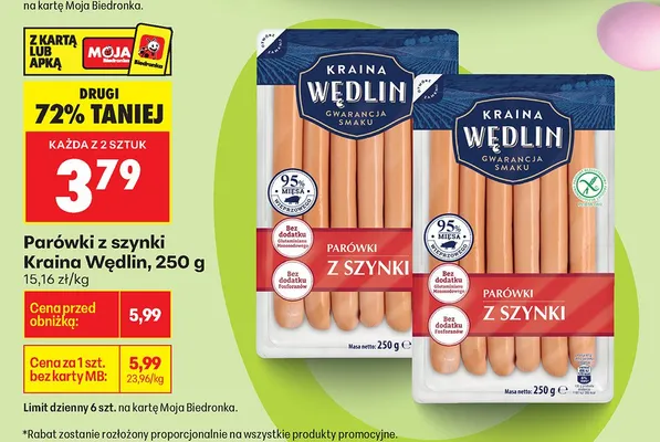 Parówki z szynki Kraina Wędlin promocja w Biedronka