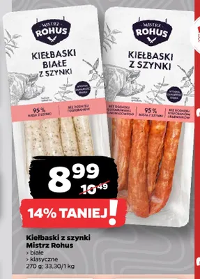 Kiełbaski z szynki klasyczne Mistrz Rohus promocja w Netto