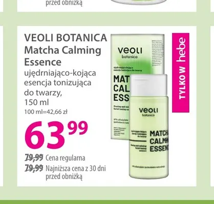 Matcha Calming Essence ujędrniająco-kojąca esencja tonizująca do twarzy Veoli Botanica promocja w Hebe