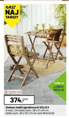 Zestaw mebli ogrodowych Naterial Solis II promocja w Leroy Merlin