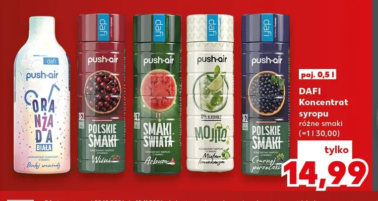 Koncentrat syropu Polskie Smaki wiśnia Dafi promocja w Kaufland