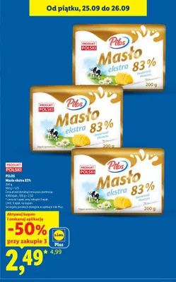Masło ekstra Pilos 83% promocja w Lidl