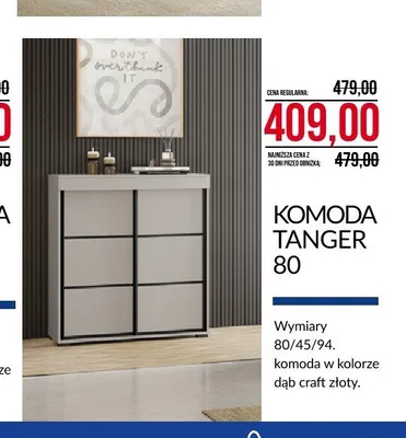 Komoda Tanger 80 dąb craft złoty promocja w Abra Meble
