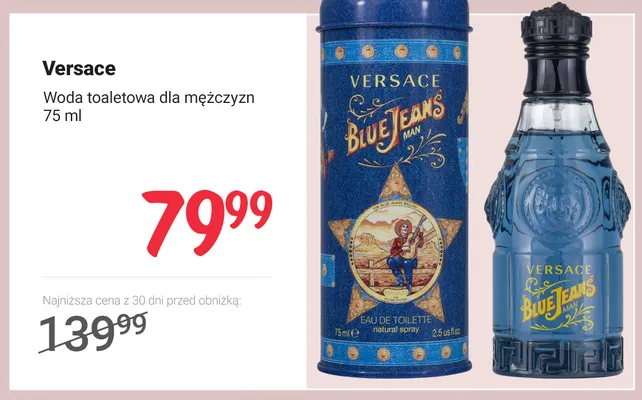 Woda toaletowa dla mężczyzn Blue Jeans Versace promocja w Rossmann