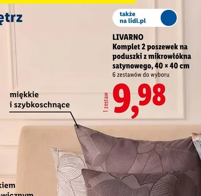 Komplet 2 poszewek na poduszki z mikrowłókna satynowego 40x40 cm Livarno 2-pak promocja w Lidl