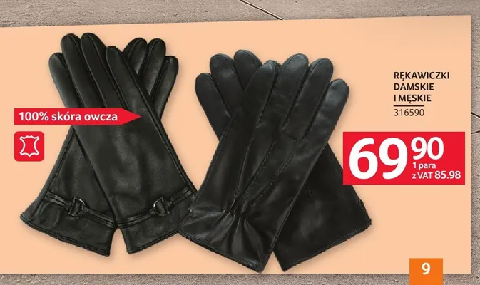 Rękawiczki damskie i męskie 100% skóra owcza promocja w Selgros